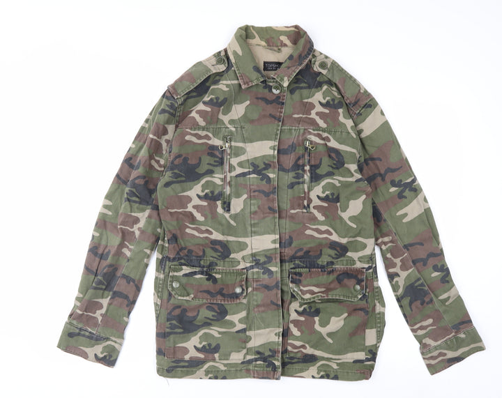 Topshop Women's Green Camouflage Military Jacket UK 8