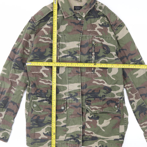 Topshop Women's Green Camouflage Military Jacket UK 8