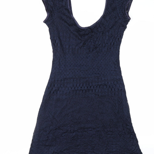 Mica Women’s Blue Lace Sheath Dress Size 8 Elegant Knee Length