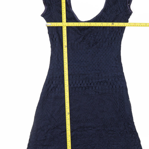 Mica Women’s Blue Lace Sheath Dress Size 8 Elegant Knee Length