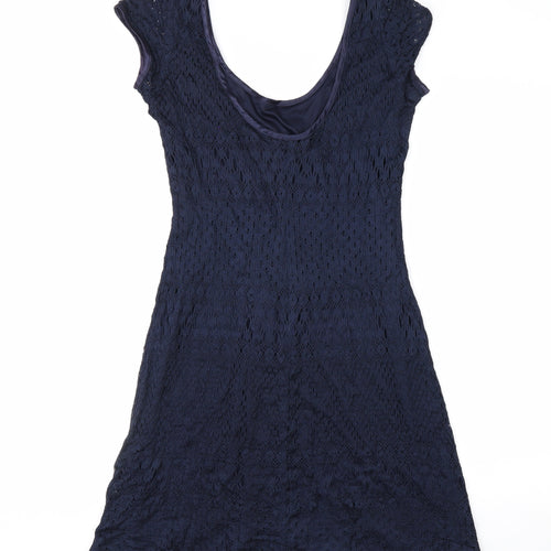 Mica Women’s Blue Lace Sheath Dress Size 8 Elegant Knee Length
