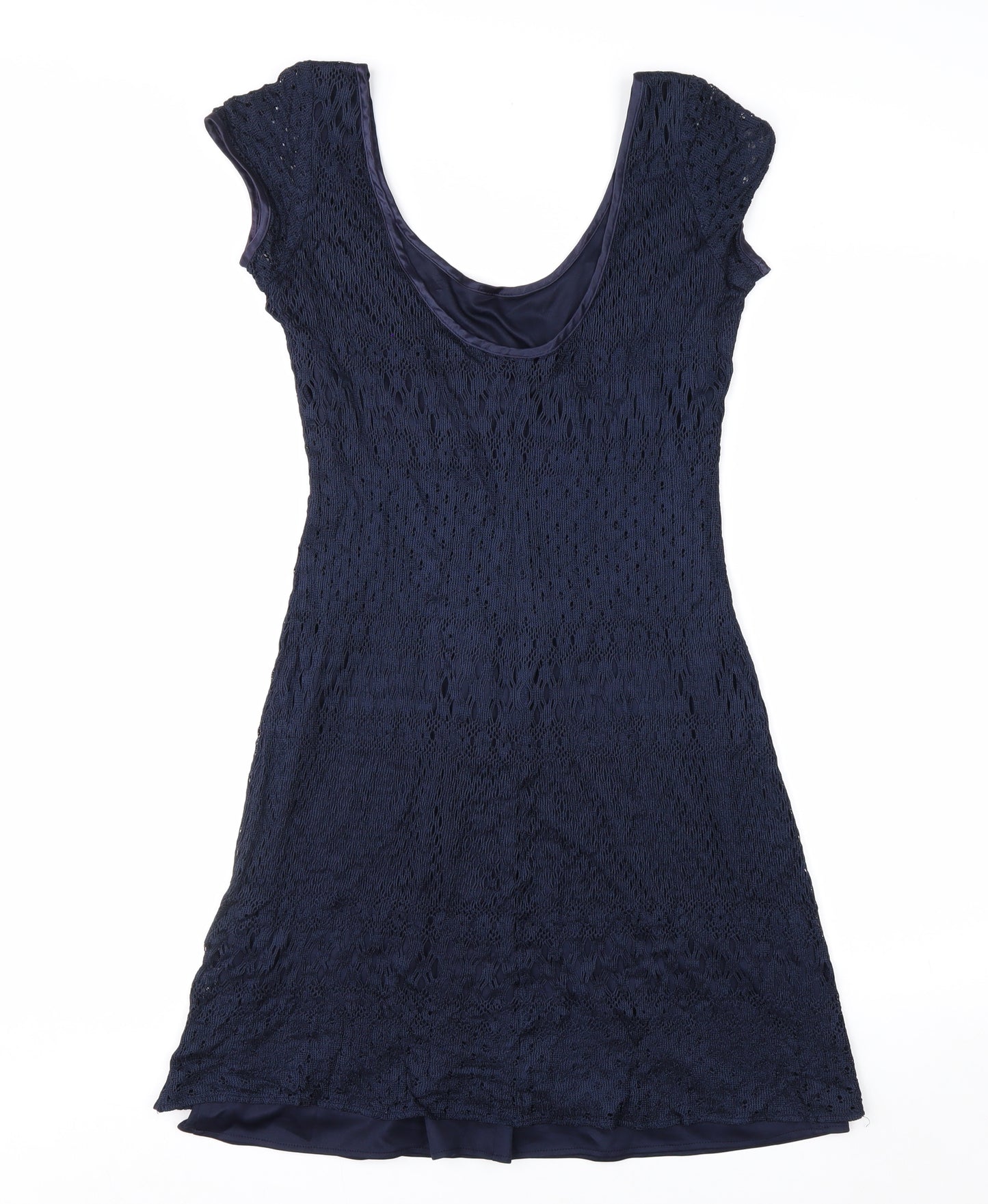 Mica Women’s Blue Lace Sheath Dress Size 8 Elegant Knee Length