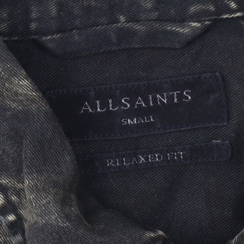 AllSaints Men's Green Camouflage Relaxed Fit Cotton Button-Up Shirt Small