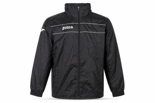 Front view of Joma men’s black s windbreaker sports jacket full zip polyester