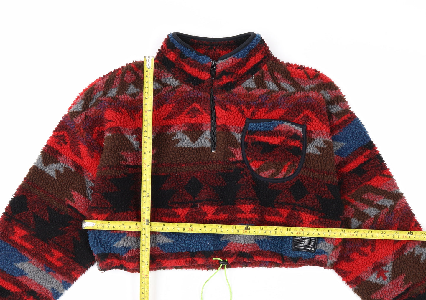 Urban Outfitters Women Red Aztec 1/4 Zip Fleece Pullover Sweatshirt M