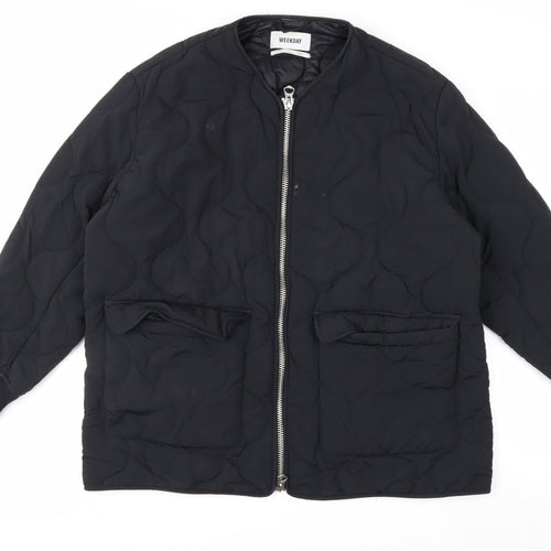 Weekday Women's Black Quilted Mid-Length Jacket Size S