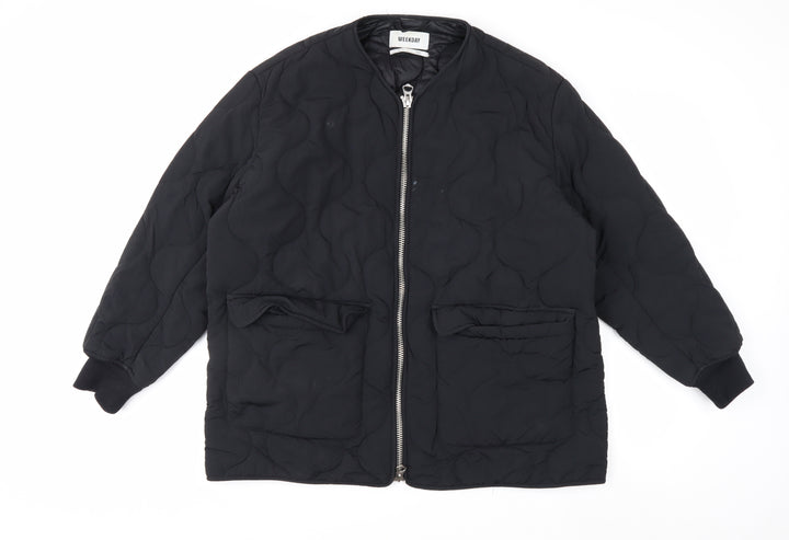 Weekday Women's Black Quilted Mid-Length Jacket Size S