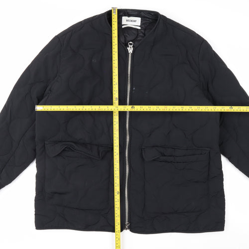 Weekday Women's Black Quilted Mid-Length Jacket Size S