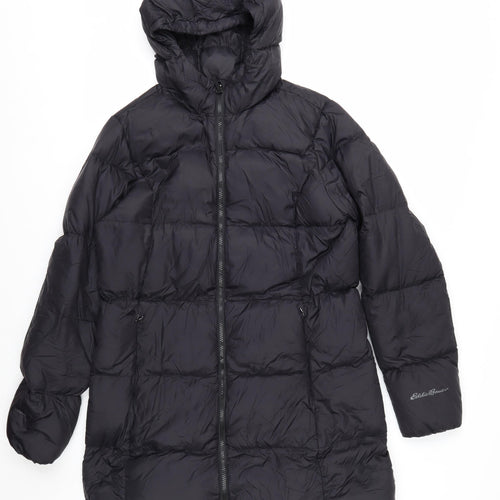 Eddie Bauer Women Black M Hooded Long Puffer Jacket Warm Winter Coat