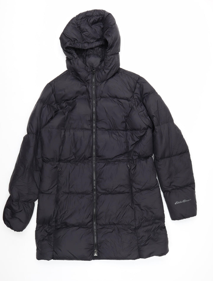 Eddie Bauer Women Black M Hooded Long Puffer Jacket Warm Winter Coat