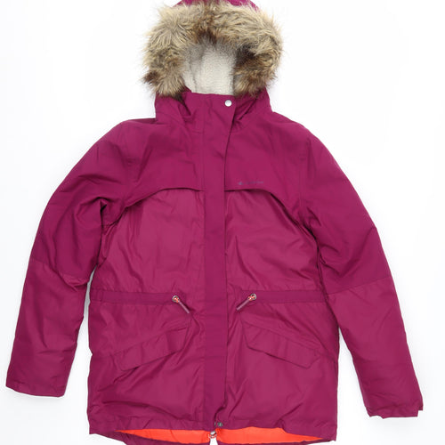 Decathlon Girls Pink Hooded Winter Parka Coat 14 Years Waterproof Lined