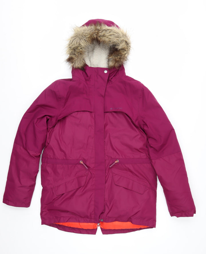 Decathlon Girls Pink Hooded Winter Parka Coat 14 Years Waterproof Lined