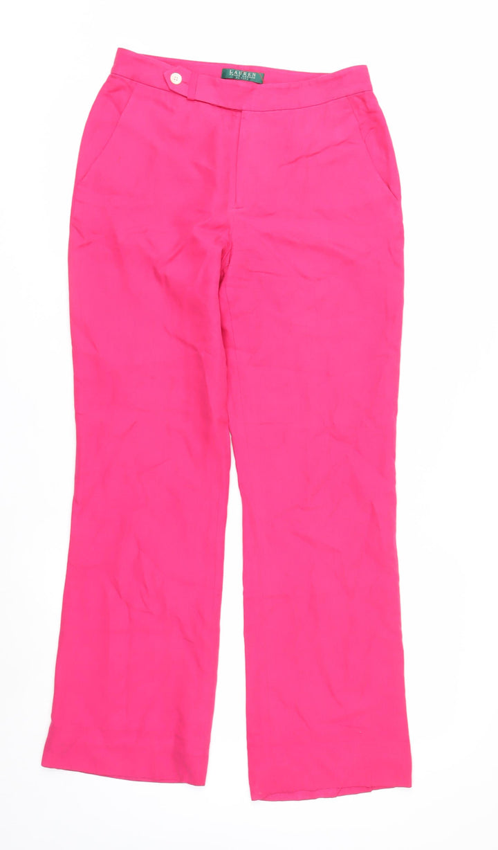 Ralph Lauren Petite Pink Silk Straight Leg Women's Trousers 2P