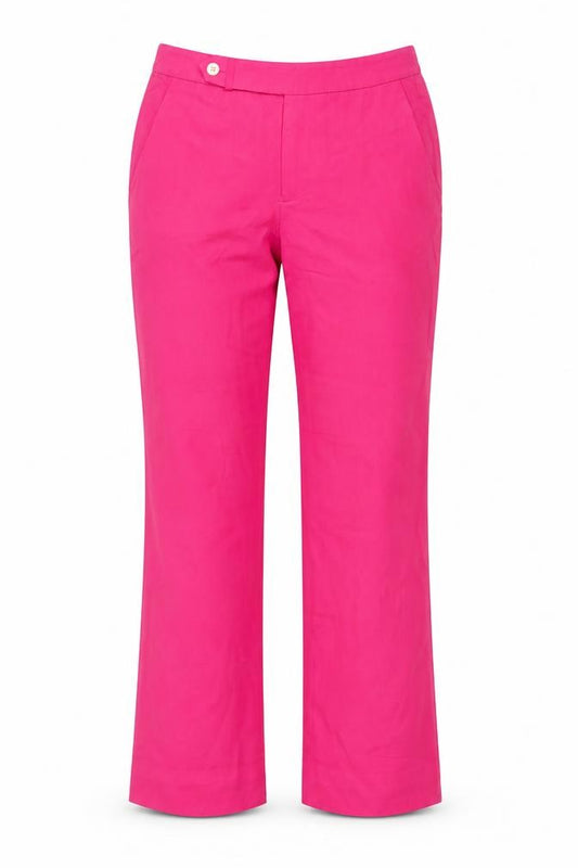 Front view of Ralph Lauren Petite Pink Silk Straight Leg Women's Trousers 2P