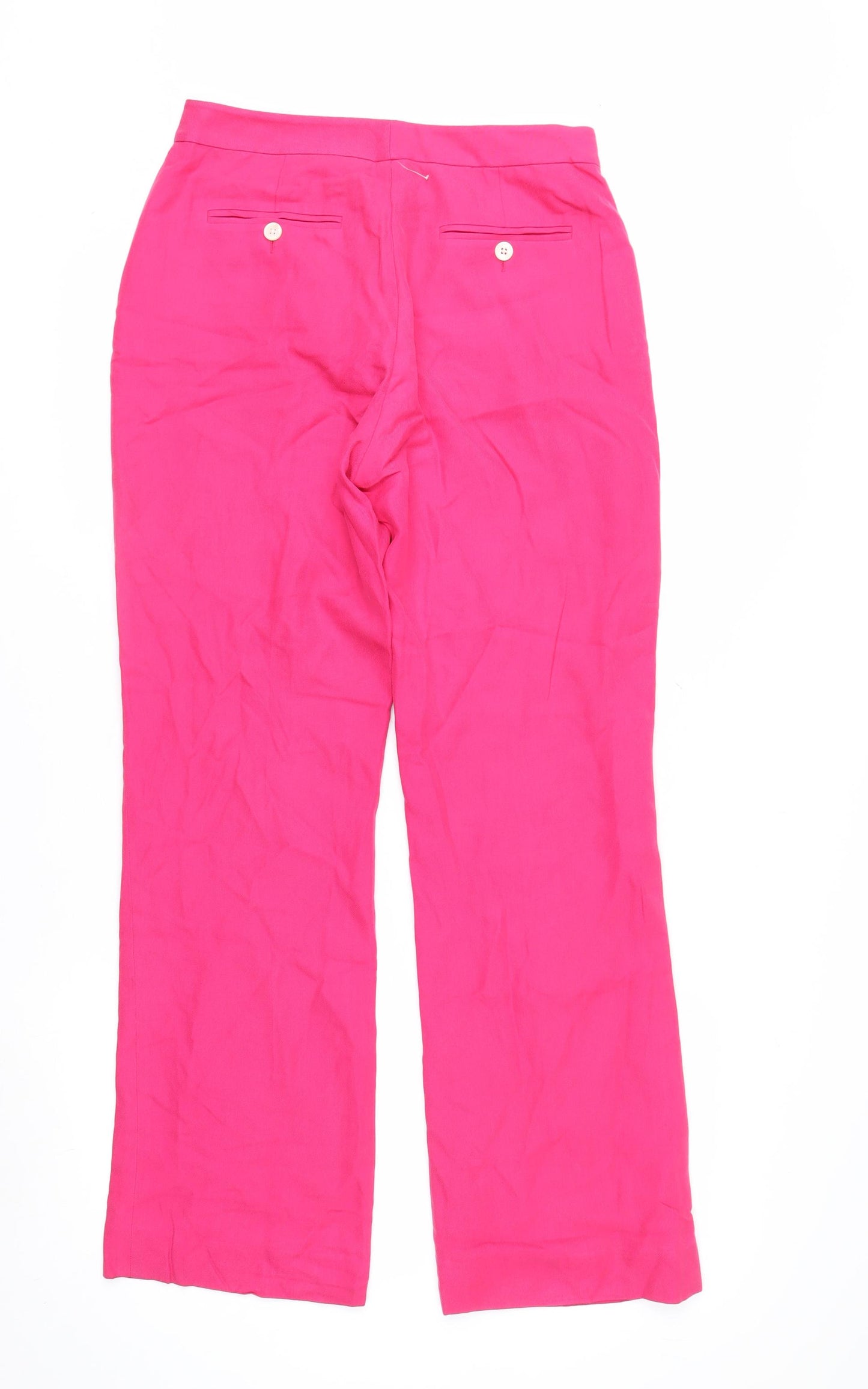 Ralph Lauren Petite Pink Silk Straight Leg Women's Trousers 2P
