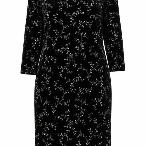 Melissa Harper Women's Black Floral Velvet Sheath Dress M