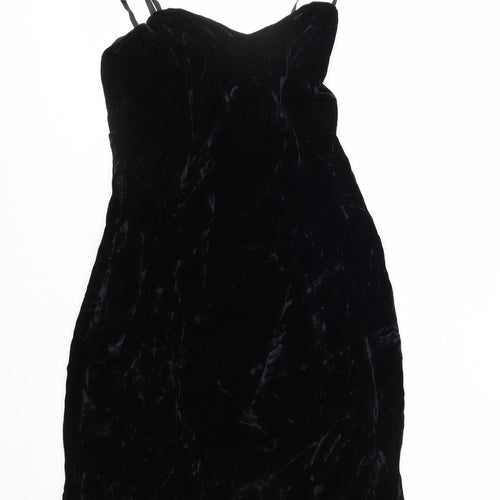 Nadine Boutique Women Black Velvet Slip Dress Size 10 Party Cocktail