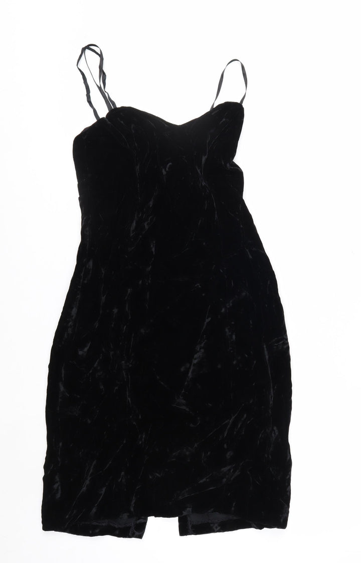 Nadine Boutique Women Black Velvet Slip Dress Size 10 Party Cocktail