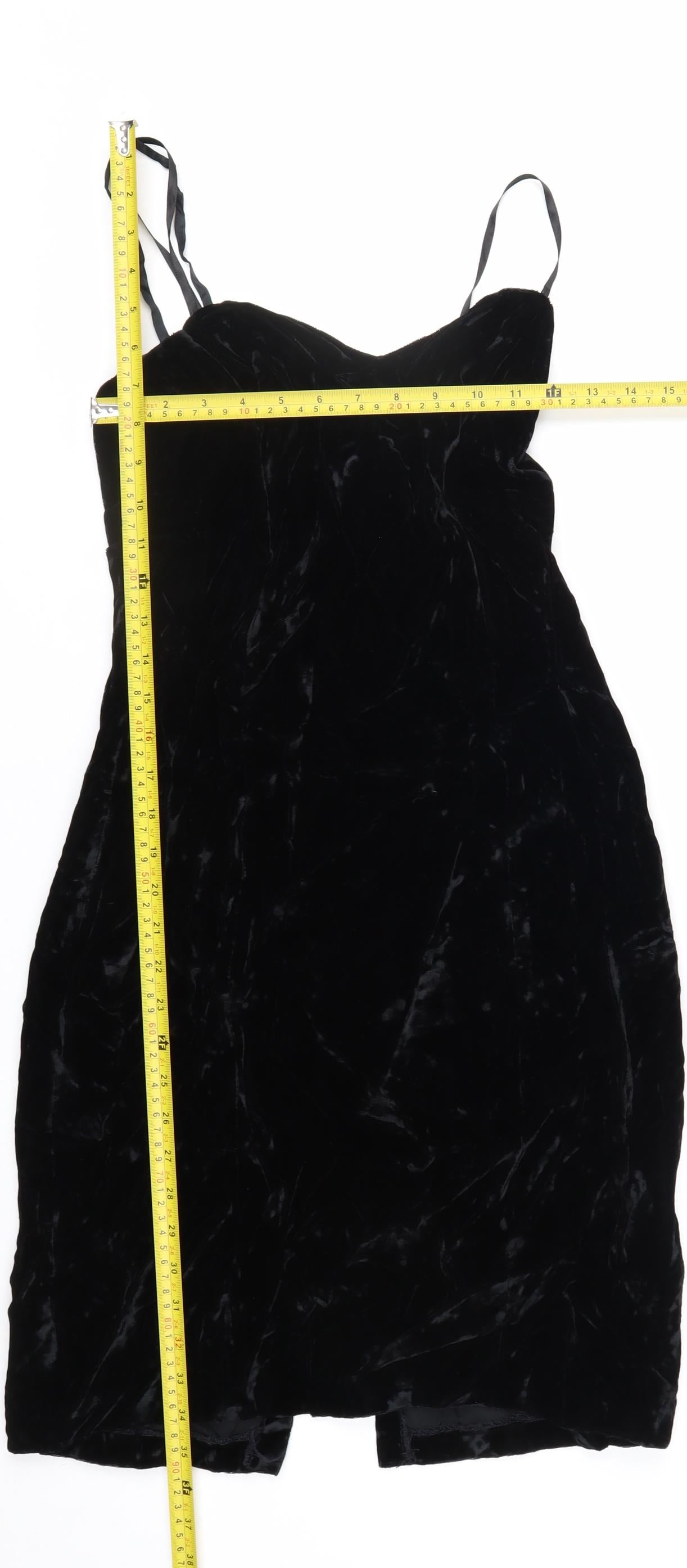 Nadine Boutique Women Black Velvet Slip Dress Size 10 Party Cocktail