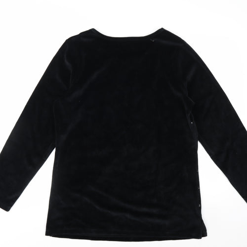 Quacker Factory Women's Black Sequin Velvet Long Sleeve Top Size M