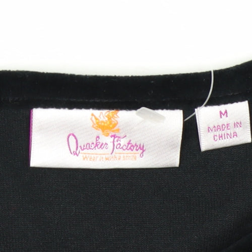 Quacker Factory Women's Black Sequin Velvet Long Sleeve Top Size M