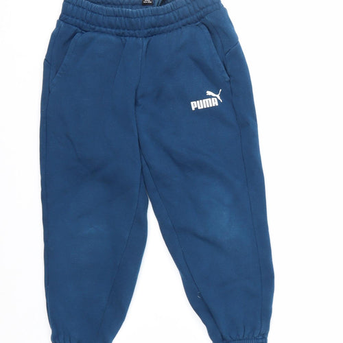 Puma Boys Blue Jogger Sweatpants 5 Years Cotton Blend Fleece