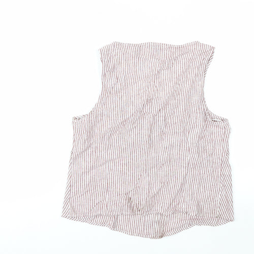Marks and Spencer Womens Multicoloured Striped Sleeveless Linen Blend Blouse UK 14