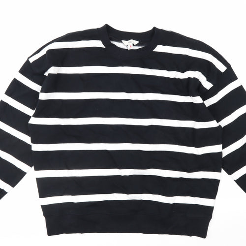 Marks and Spencer Women's Black White Striped Pullover Sweatshirt M