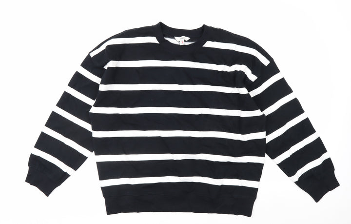 Marks and Spencer Women's Black White Striped Pullover Sweatshirt M
