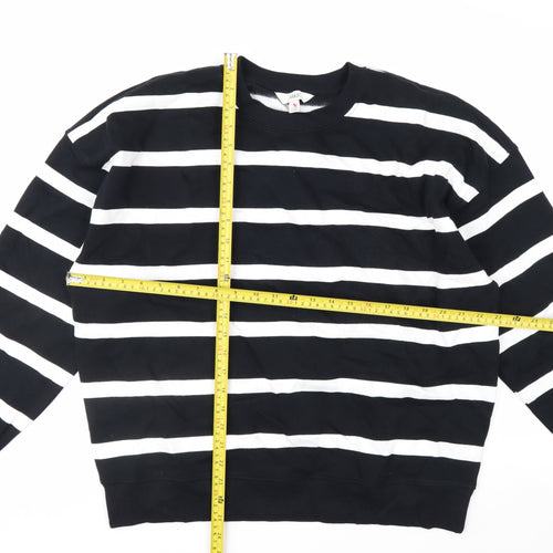 Marks and Spencer Women's Black White Striped Pullover Sweatshirt M