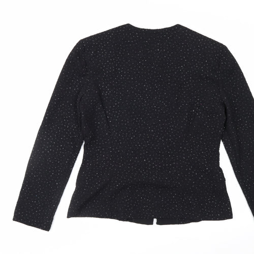 Jessica Howard Womens Black Textured Zip Blazer Size 12