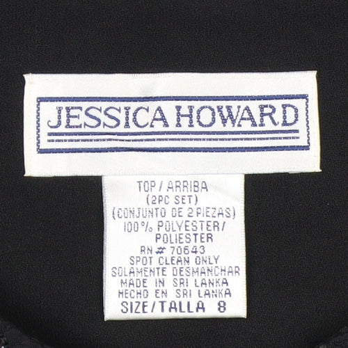 Jessica Howard Womens Black Textured Zip Blazer Size 12