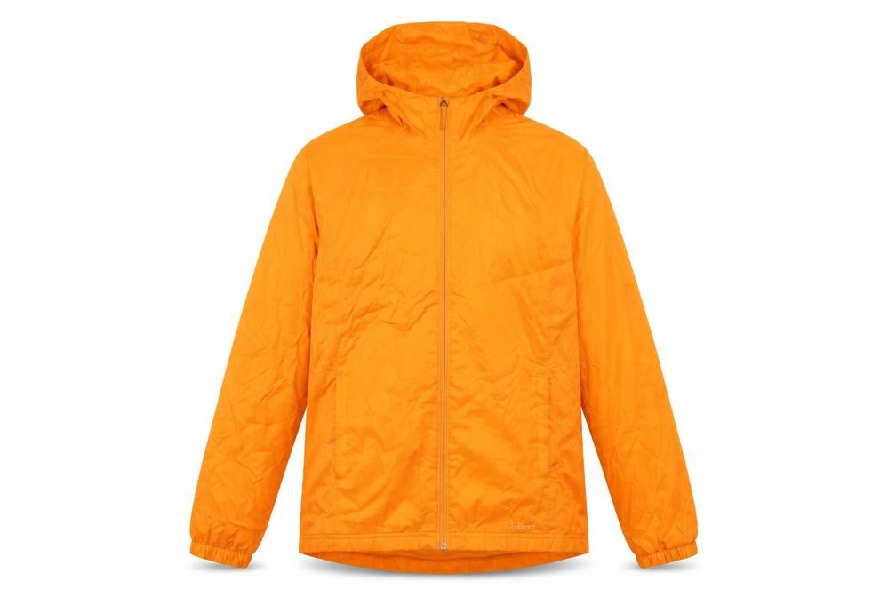 L.L.Bean Men's Orange Windbreaker Hooded Jacket Size S Water Resistant