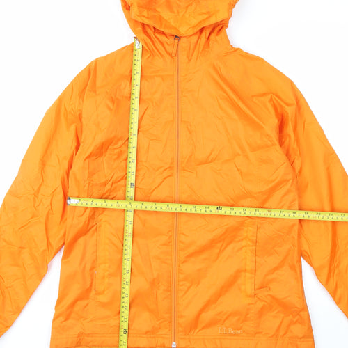 L.L.Bean Men's Orange Windbreaker Hooded Jacket Size S Water Resistant