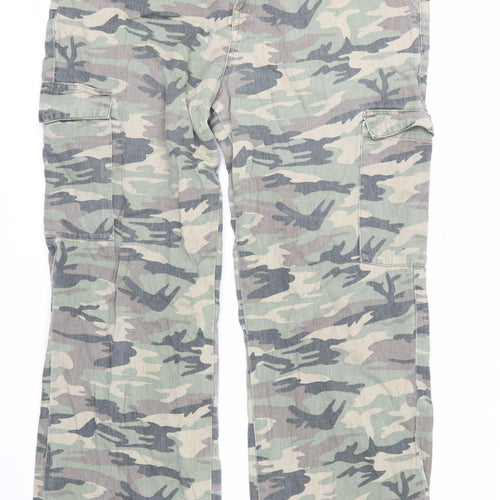 Denim Co. Women's Green Camouflage Cargo Jeans Size 16