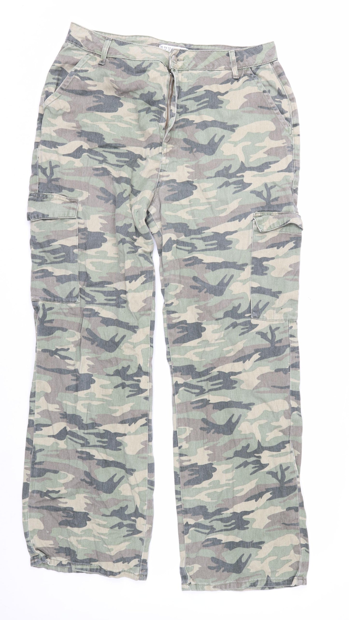Denim Co. Women's Green Camouflage Cargo Jeans Size 16