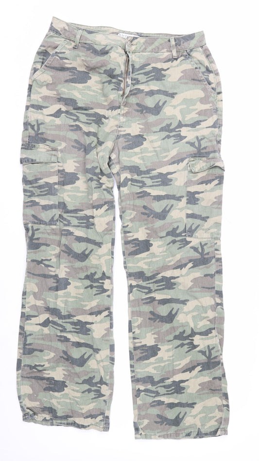 Denim Co. Women's Green Camouflage Cargo Jeans Size 16