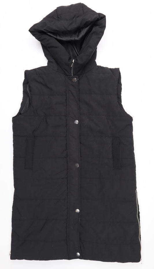 Rising Women’s Black Hooded Long Puffer Waistcoat XL