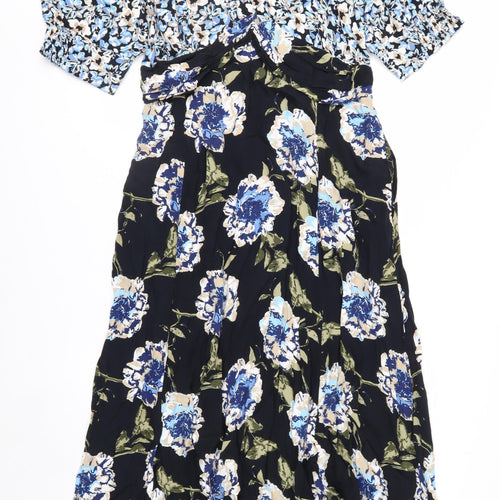 Gallery Women's Multicoloured Floral Midi A-Line Dress Size 14