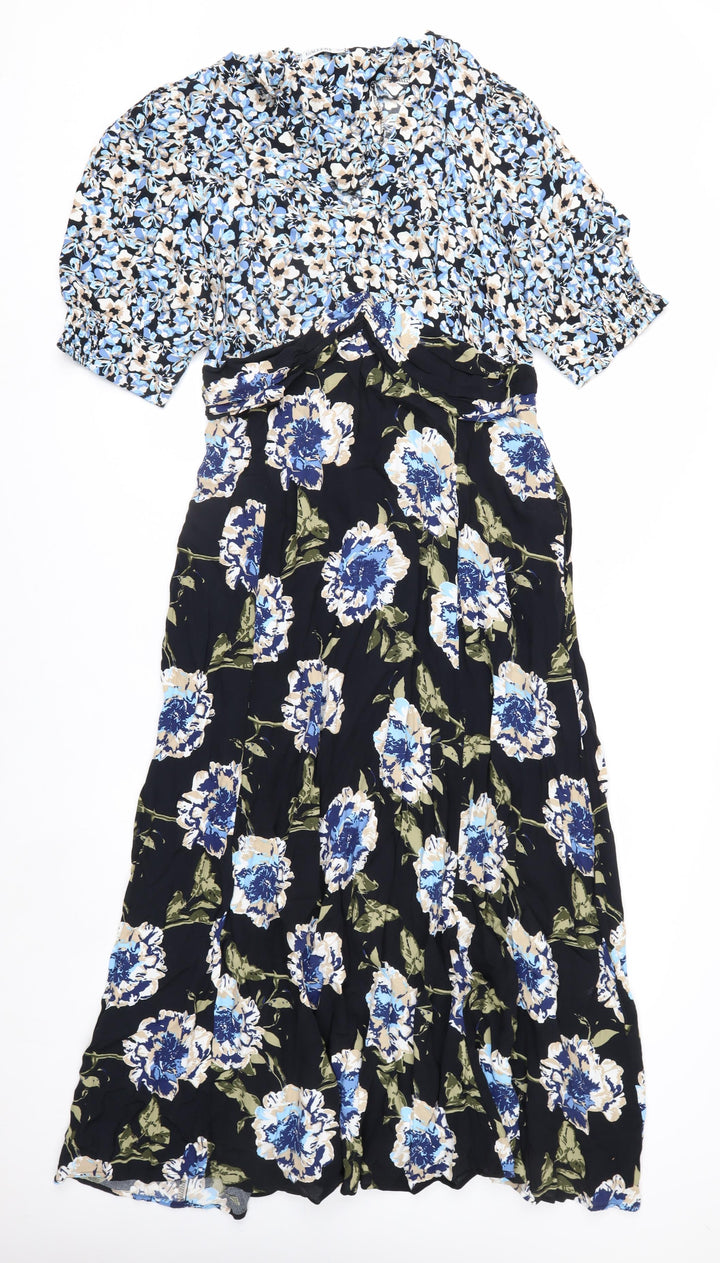 Gallery Women's Multicoloured Floral Midi A-Line Dress Size 14