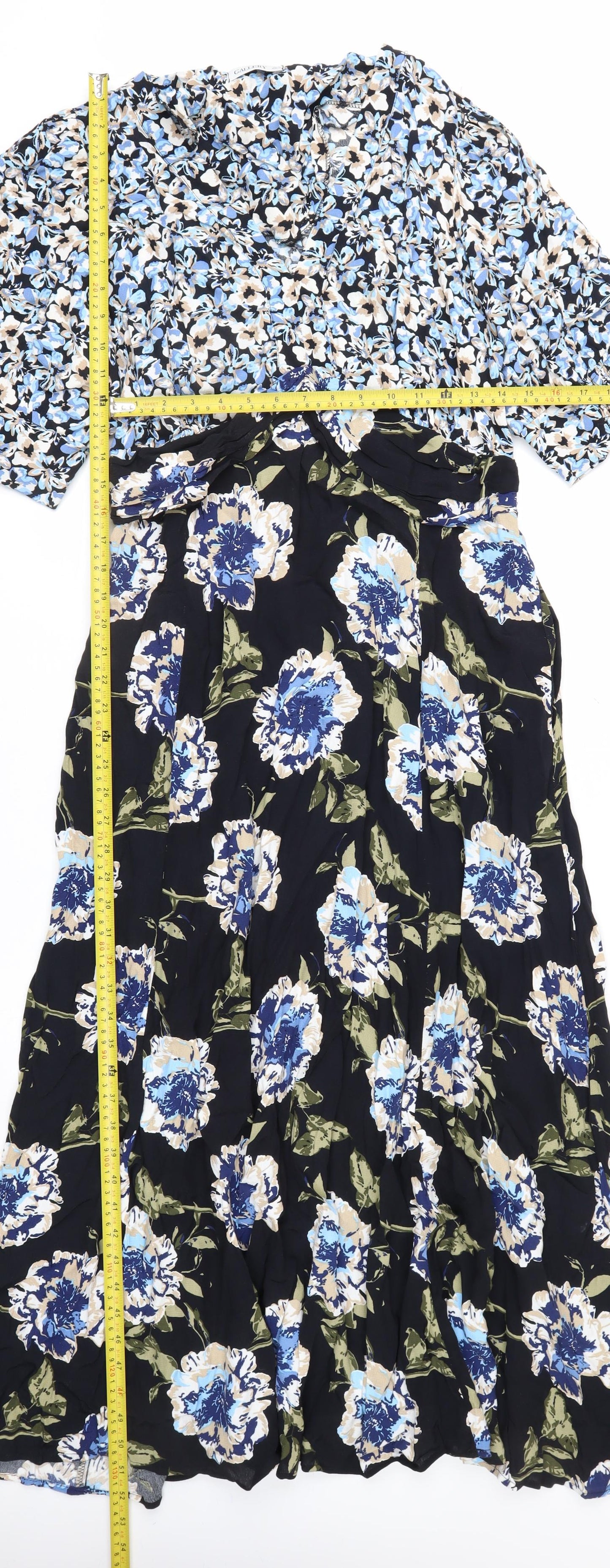Gallery Women's Multicoloured Floral Midi A-Line Dress Size 14