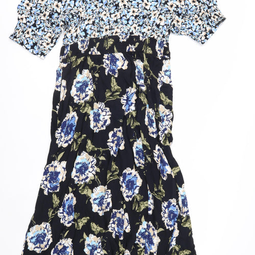 Gallery Women's Multicoloured Floral Midi A-Line Dress Size 14