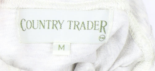 Country Trader Womens White Roll Neck Long Sleeve Cotton Top M