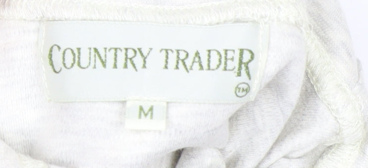 Country Trader Womens White Roll Neck Long Sleeve Cotton Top M