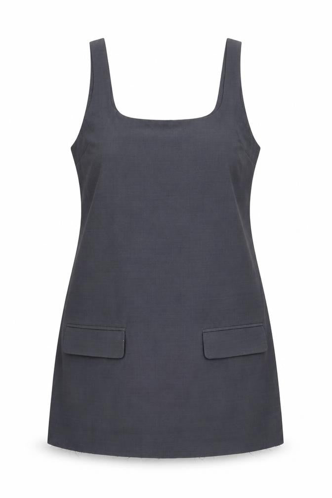 Primark Women Grey Size 18 Pinafore Dress with Pockets