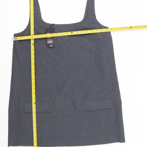 Primark Women Grey Size 18 Pinafore Dress with Pockets