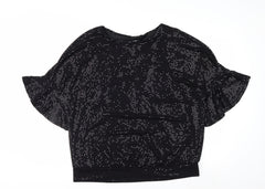Wallis Womens Black Sequin Tunic Blouse Size L Party Top