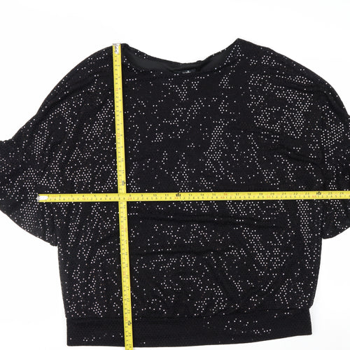 Wallis Womens Black Sequin Tunic Blouse Size L Party Top