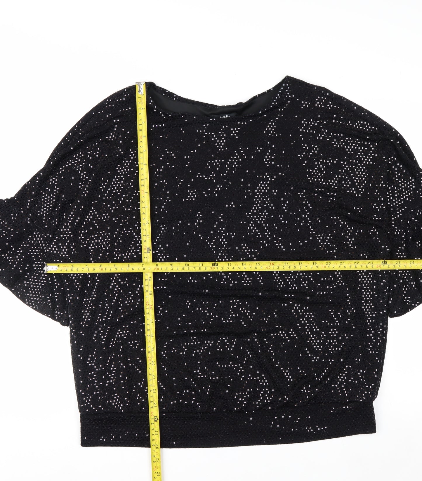Wallis Womens Black Sequin Tunic Blouse Size L Party Top