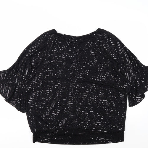 Wallis Womens Black Sequin Tunic Blouse Size L Party Top